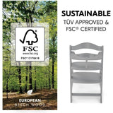 Chaise haute - HAUCK - ALPHA+B - Evolutive - De 6 mois a 90 kg - Bois FSC - Harnais 5 points - Gris