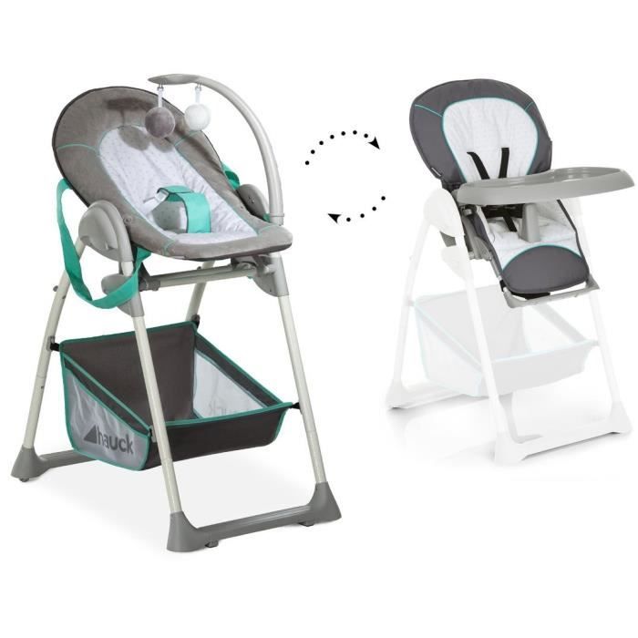 Chaise haute - HAUCK - SIT N RELAX - Réglable en hauteur - Pliable - Transat inclus - Hearts