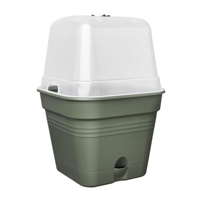 ELHO Pot de culture Green Basics Carré - 14 l - 34,6x34,6xH29,2 cm - Plastique - Vert
