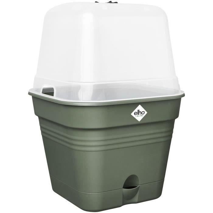 ELHO Pot de culture Green Basics Carré - 14 l - 34,6x34,6xH29,2 cm - Plastique - Vert