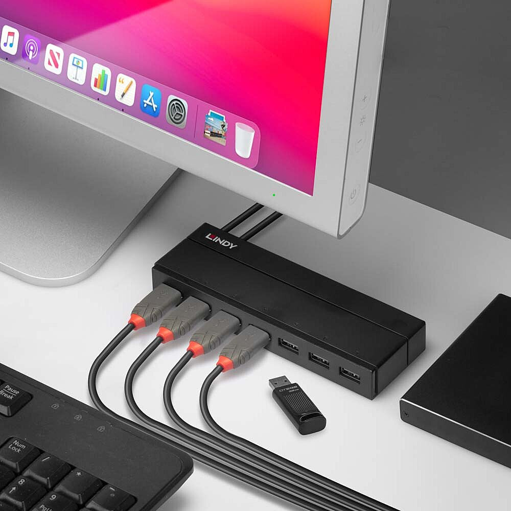 Hub USB 3.1 Lindy 7 ports avec alimentation