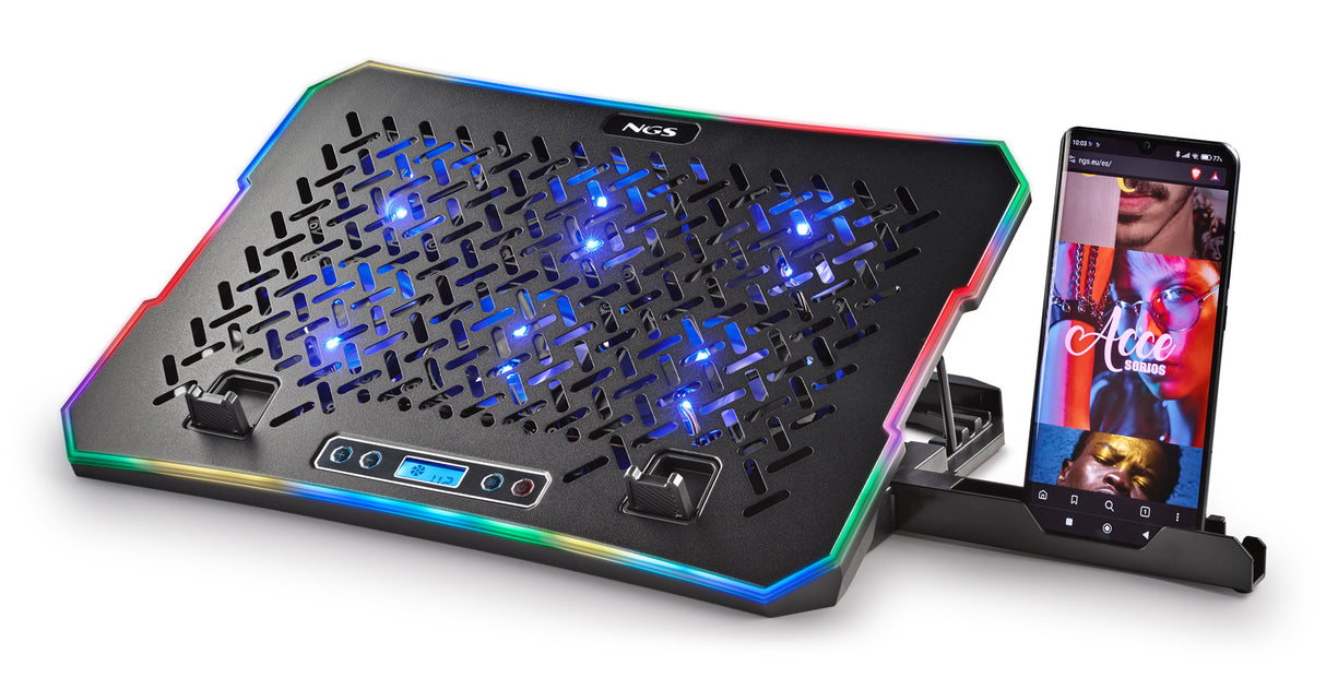 Support ventilé NGS Hero Stand RGB (Noir)