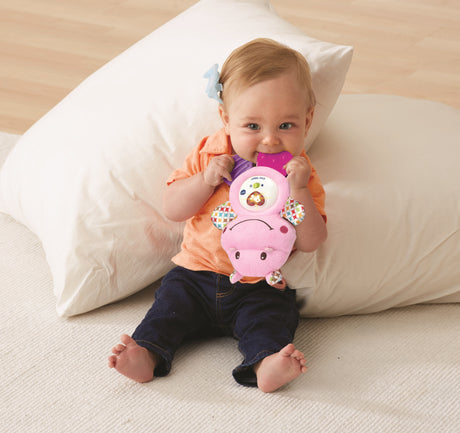 VTECH BABY - Hochet Croc'Hippo - Peluche Texturée Rose