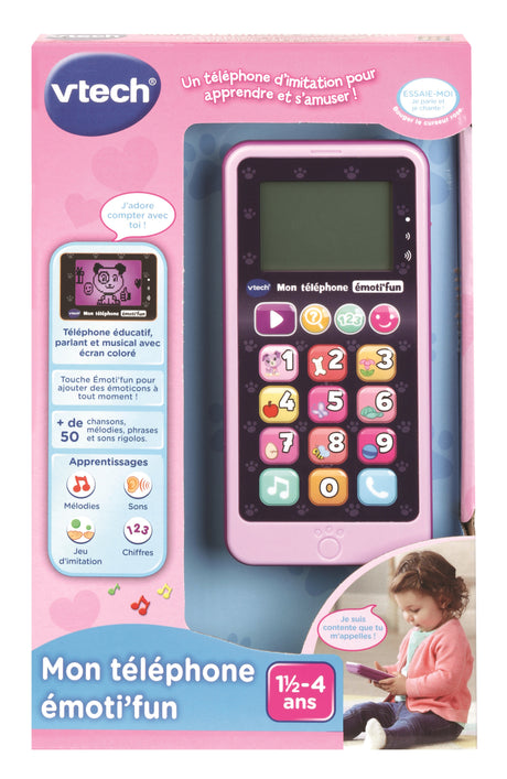 Téléphone Emoti'Fun - VTECH - Rose - Enfant 18 mois - 12 touches lumineuses et tactiles