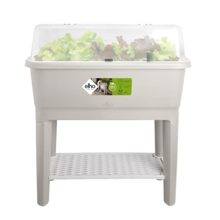 ELHO Noa Potager sur pied - L 79 x W 39 x H 94 cm - culture et récolte - 100% recyclé - Gris