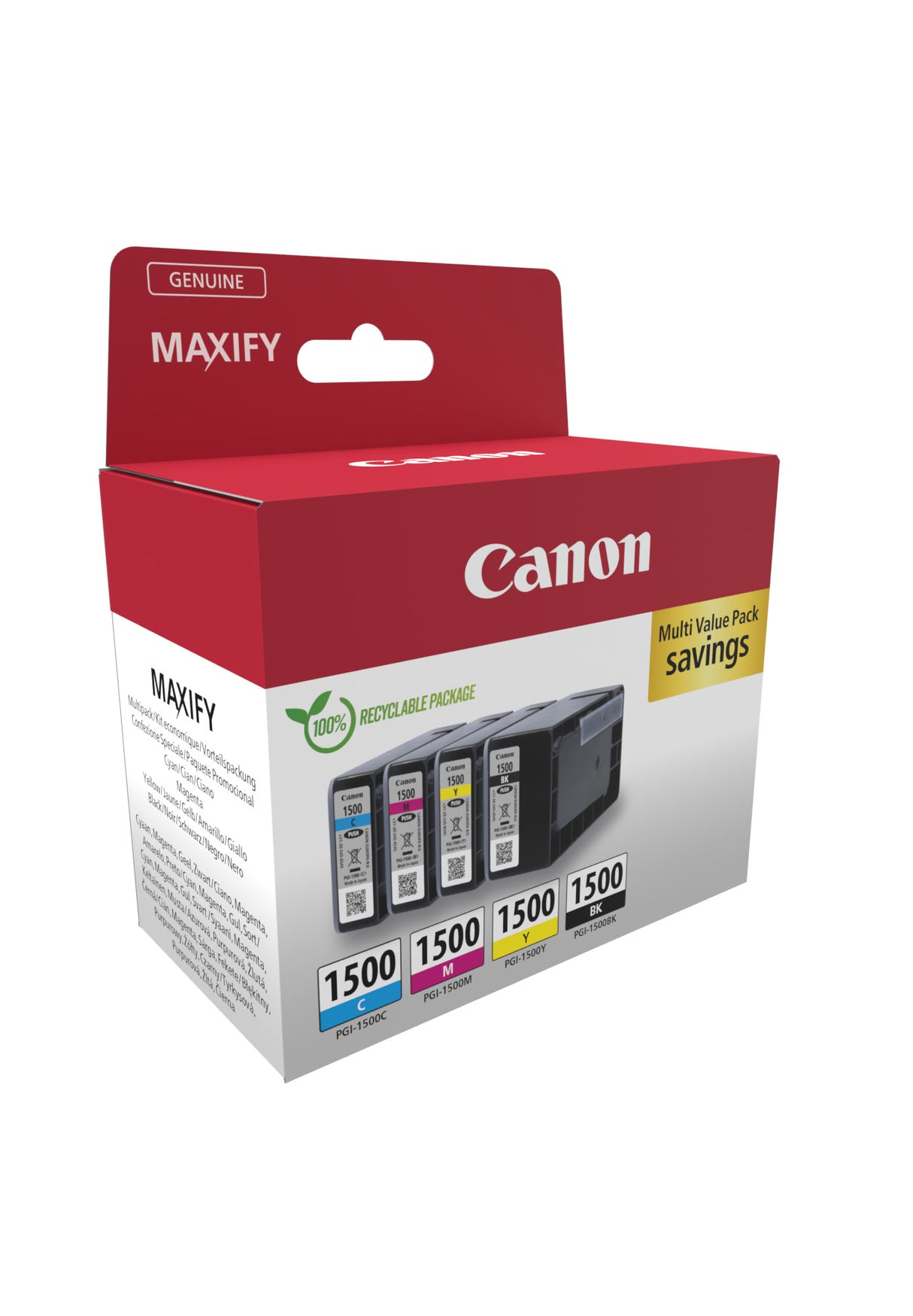 Multipack cartouches d'encre - CANON - PGI-1500 Noir/Cyan/Magenta/Jaune