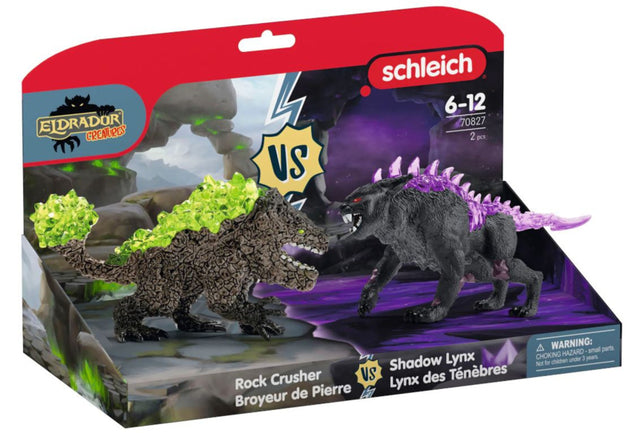 Figurines Duo Lynx des Ténebres vs Broyeur de Pierre, SCHLEICH 70827 Eldrador Creatures, des 6 ans