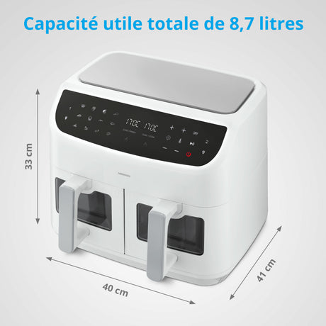 Friteuse a Air Chaud - MEDION - P20 XXL Twin - 2600 W - 2 paniers - 9 programmes - Blanc