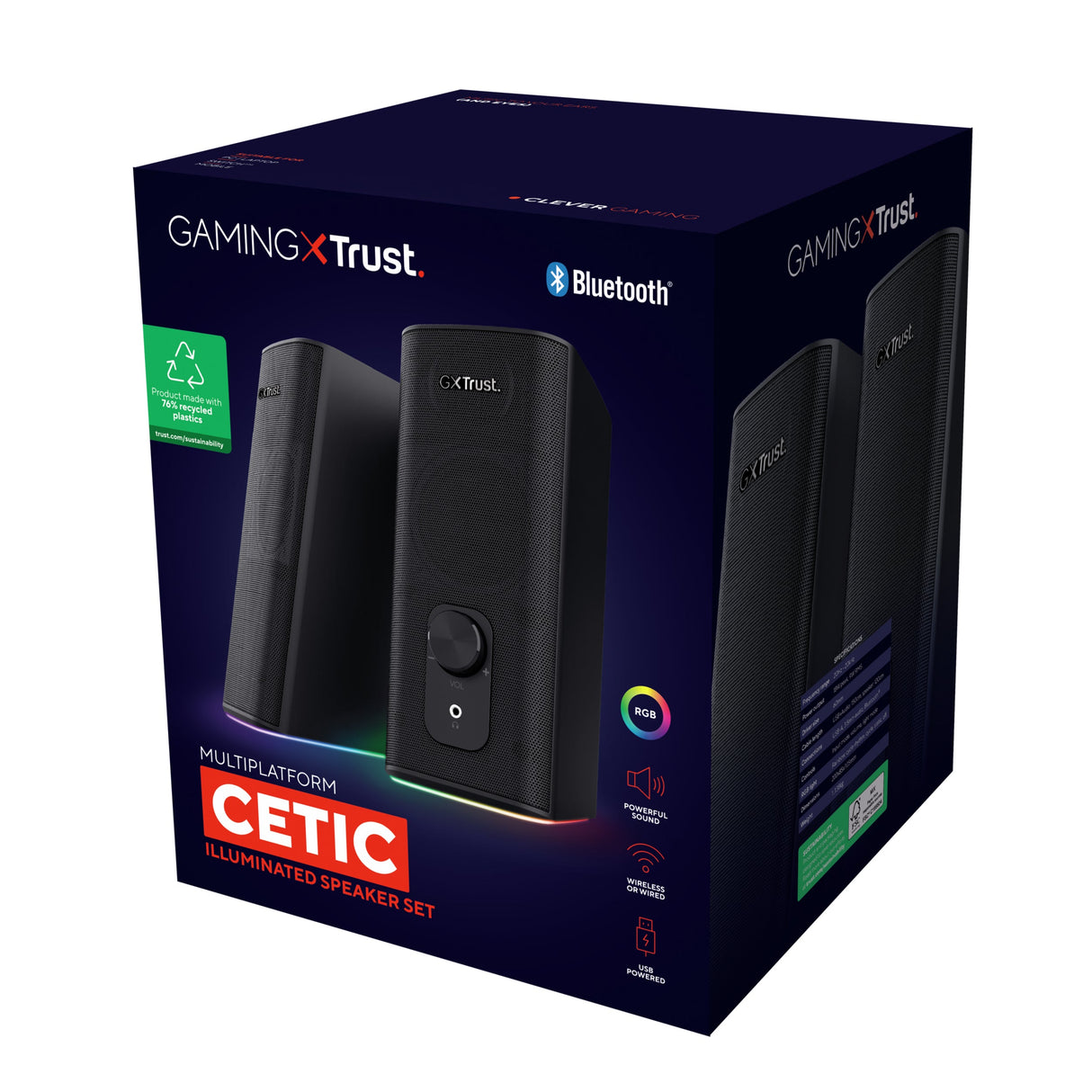 Enceintes Bluetooth Trust GXT 612 Cetic RGB (Noir)