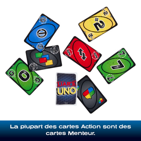 UNO Liar's - Jeu de cartes pour adultes, enfants, familles - Jeu d'astuce et de bluff - Mattel Games - JLH43 - 7 ans et +