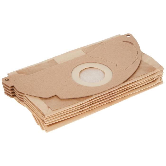 Sachet filtre papier a deux épaisseurs pour KARCHER WD2200 / A2003 / 2004 / 2054Me - paquet de 5 pieces