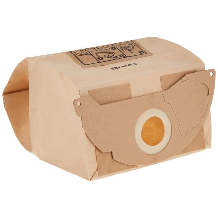 Sachet filtre papier a deux épaisseurs pour KARCHER WD2200 / A2003 / 2004 / 2054Me - paquet de 5 pieces