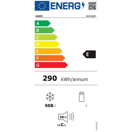 Congélateur Coffre Haier HCE508E - 502 L - 39 dB - Froid Statique - Classe E
