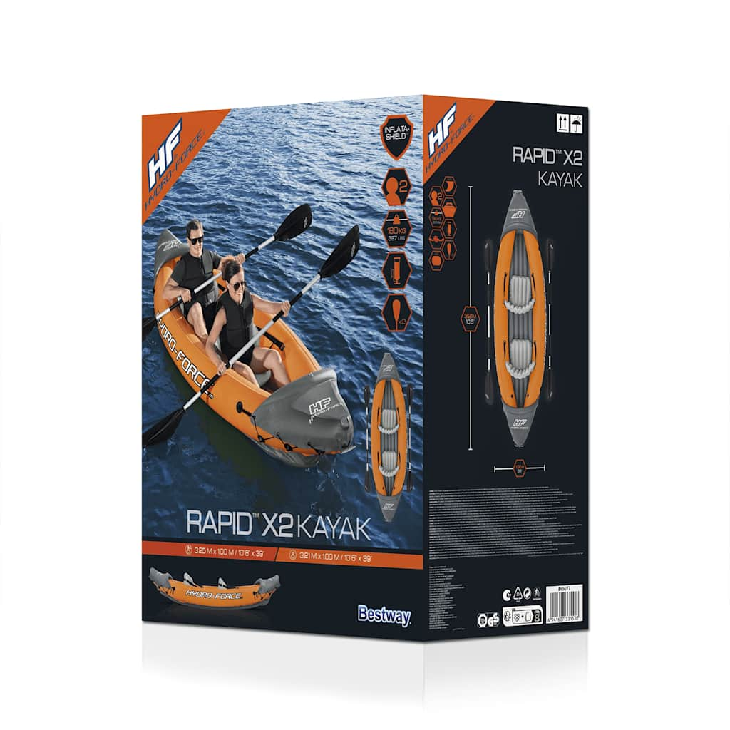 Bestway Ensemble de kayak gonflable Hydro-Force Rapid 2 personnes