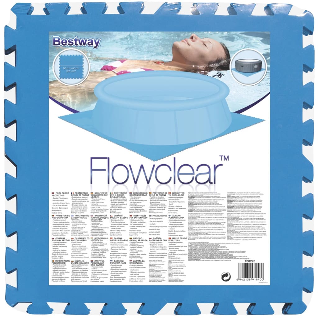 Bestway Protecteurs de plancher de piscine 8 pcs Bleu 58220