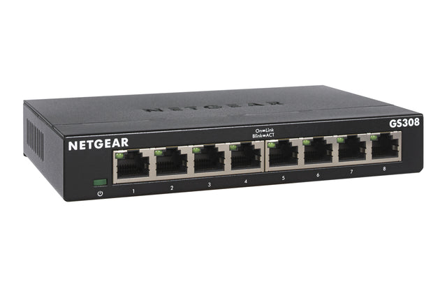 NETGEAR GS308-300PES Switch Ethernet Métal 8 ports Gigabit (10/100/1000)