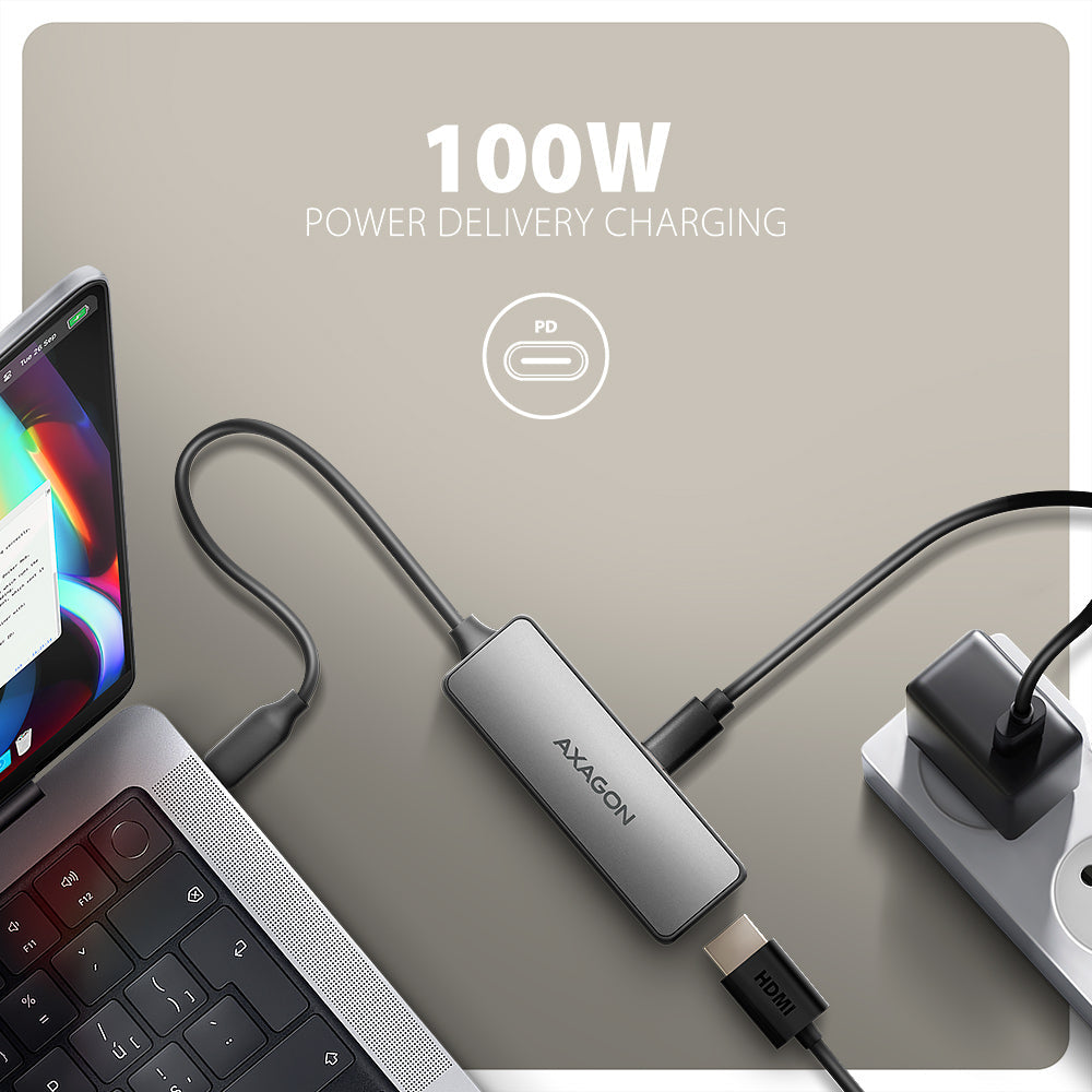 Adaptateur USB-C Axagon vers HDMI 2.1 M/F 15cm (Gris)