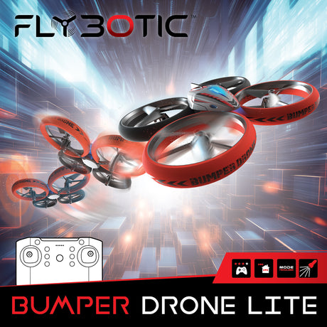 Drone Télécommandé - FLYBOTIC - Bumper Drone Lit - 17 cm - rouge et noir - des 8 ans