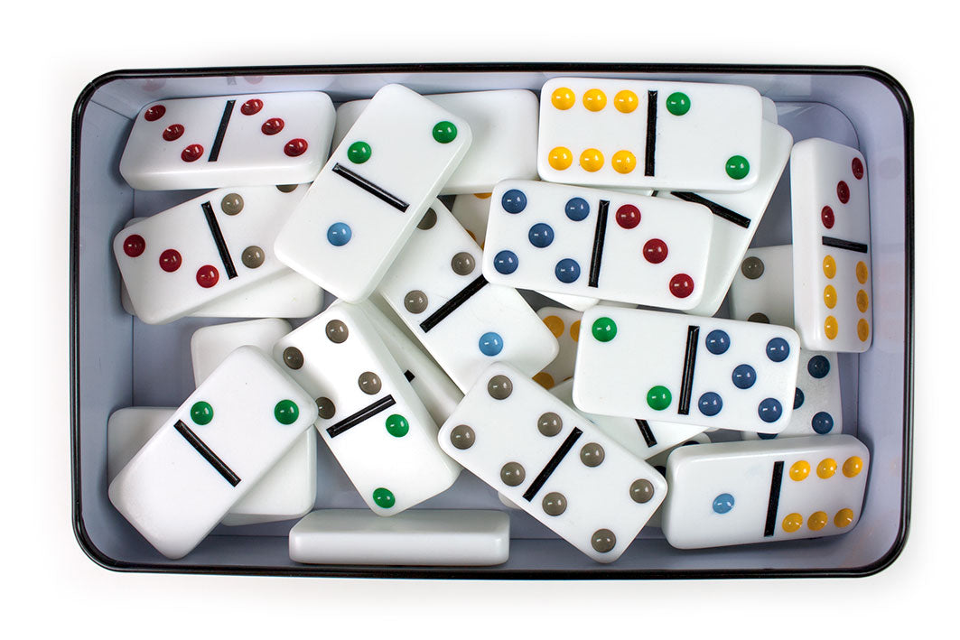 Jeu de dominos TACTIC Double 6 en boîte métal - Garçon et Fille - A partir de 5 ans