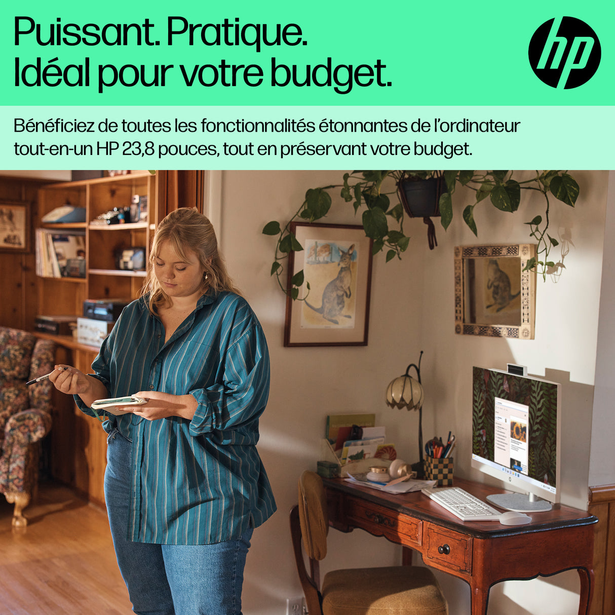 PC Tout-en-un HP 24-cr0090nf - Windows 11 - 23,8 FHD IPS - Ryzen 5 7520U - RAM 16Go - 512Go SSD - Clavier et souris sans fil