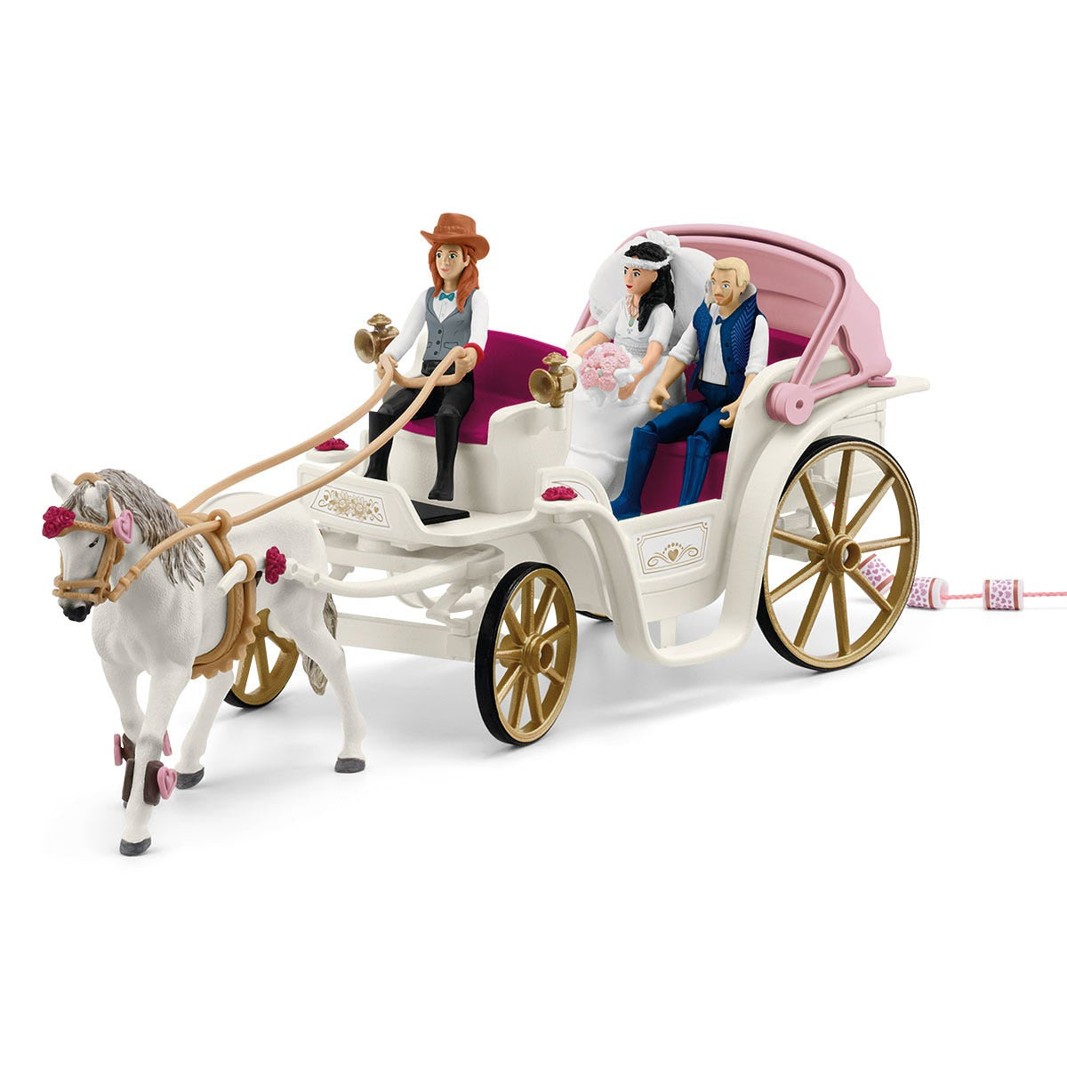 Figurine La caleche des mariés, des 5 ans, schleich 42641 HORSE CLUB, coffret 106 pieces