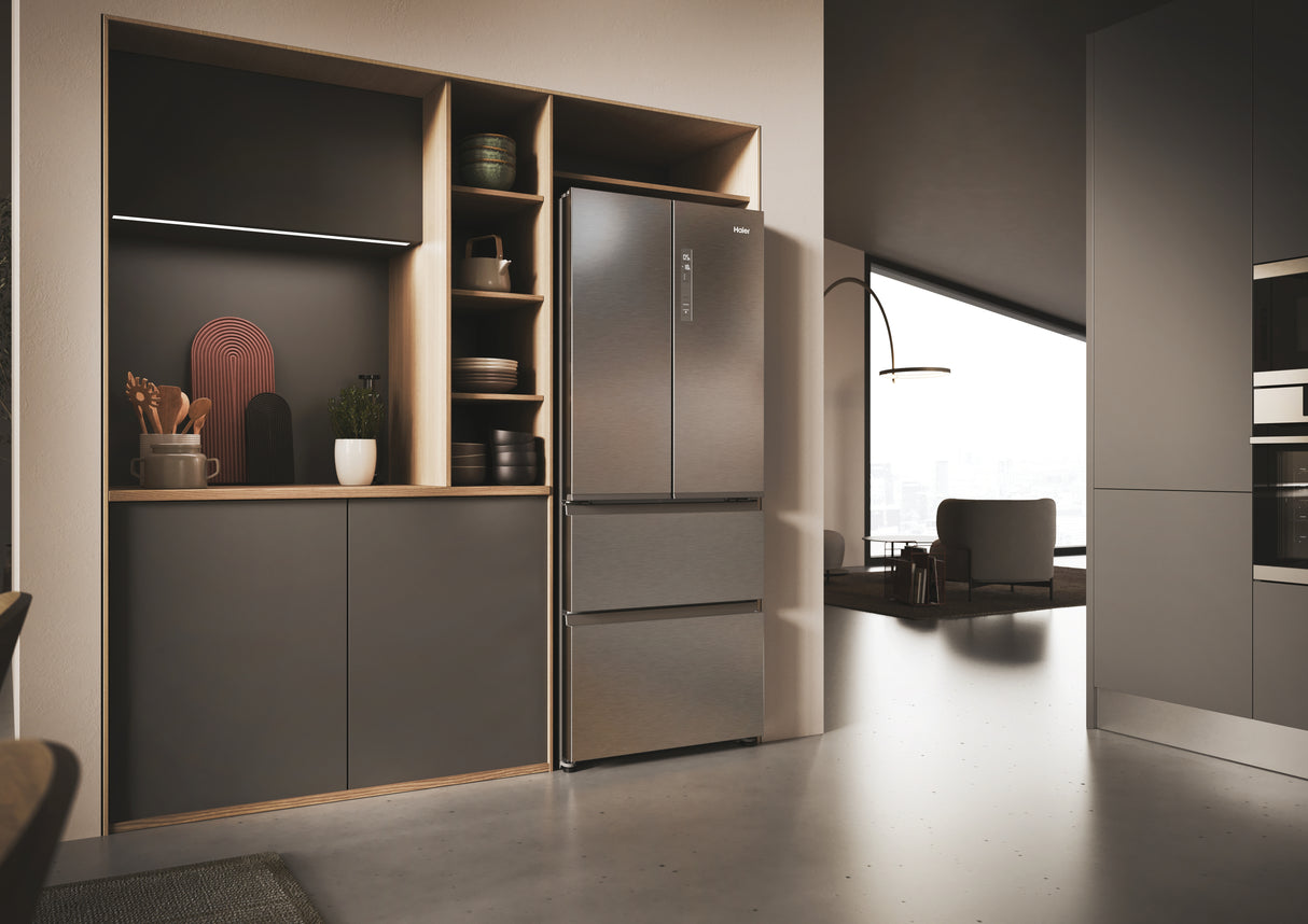 Réfrigérateur multi-portes - HAIER - HFR3718ENMM - Classe E - 402 L (262 + 140) - 37 dB - Inox