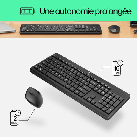 Ensemble Clavier Souris sans fil HP 230 - AZERTY