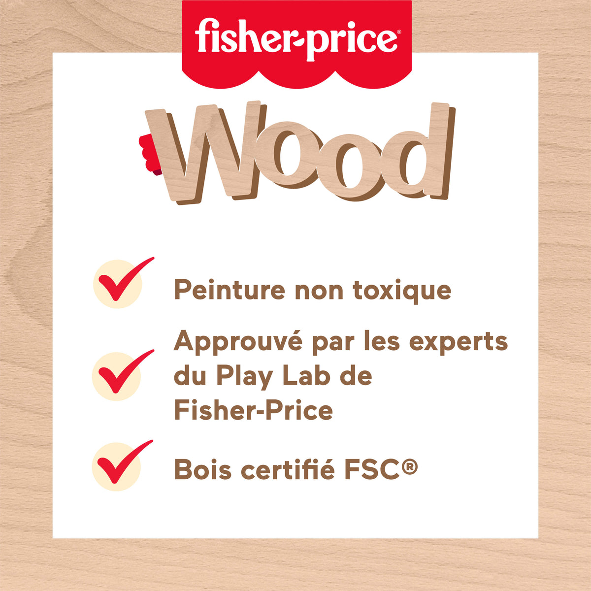 FISHER-PRICE Set de télétravail en Bois, 9 éléments avec ordinateur portable et téléphone en bois HXV11