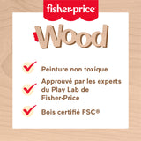 FISHER-PRICE Set de télétravail en Bois, 9 éléments avec ordinateur portable et téléphone en bois HXV11