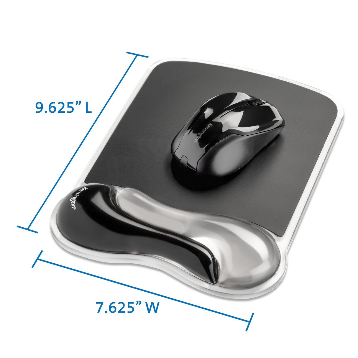 Kensington, Tapis de souris avec repose-poignet, Duo gel, Noir et fumé