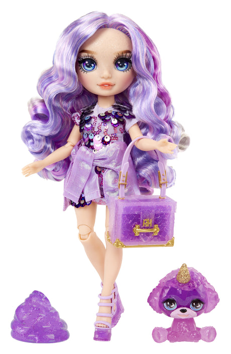Rainbow High Poupée Mannequin avec Kit de Slime et Animal de Compagnie - Violet (Violet) - Poupée Pailletée 28 cm