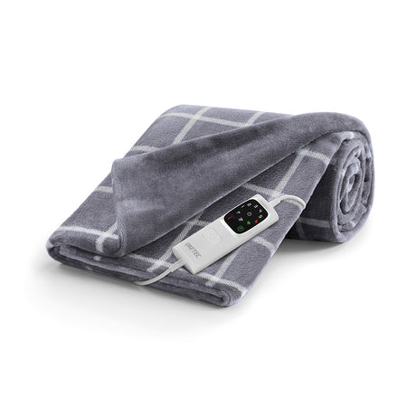 Couverture Chauffante - Imetec - Plaid chauffant 150x110 cm - 6 Températures - Tissu Toucher Velours et Sherpa - Lavable en Machine
