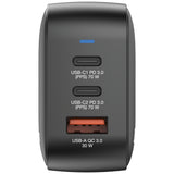 Chargeur secteur Verbatim Mini GaN 1x USB-A + 2x USB-C 70W (Noir)