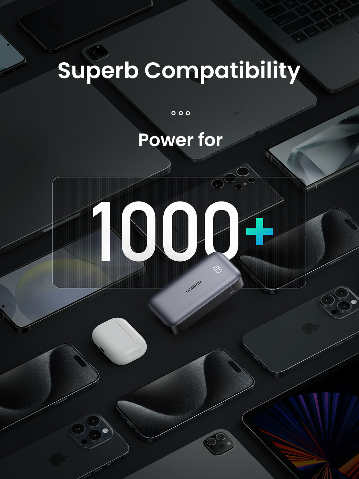 Batterie externe Slim - UGREEN - 10,000 mAh - Gris