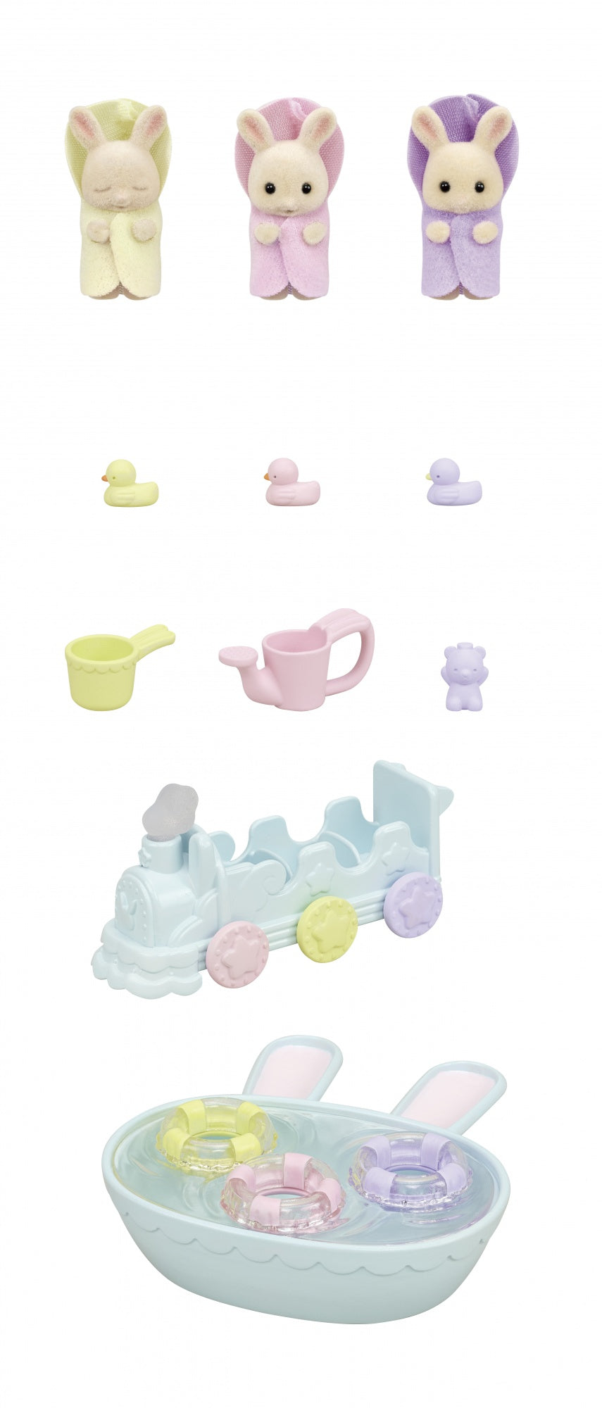 Les triplés Lapin Creme et accessoires de bain - Sylvanian Families - 5707