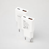 Chargeur secteur Nanocable 1x USB-C + 1x USB-A 25W (blanc)