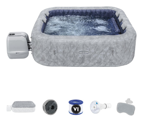 Spa gonflable BESTWAY - Lay-Z-Spa San Fransisco - Hydrojets - 230 x 230 x 71 cm - 5 a 7 places - Carré (couverture, 5 appuie-tete)