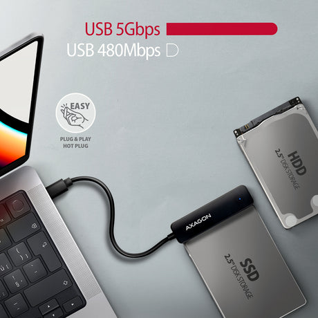 Adaptateur USB-C 3.2 Axagon ADSA-FP2C vers S-ATA 2,5" SSD/HDD auto-alimenté