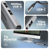 Adaptateur USB-C 3.2 Axagon HMC-H3A vers HDMI, 3x USB-A (Gris)
