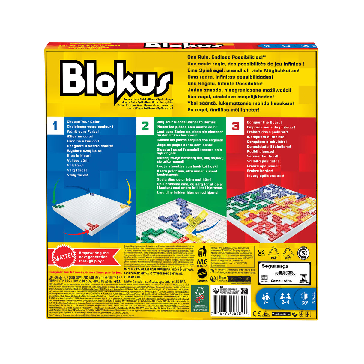 Mattel Games - Blokus - Jeu de Société - 7 ans et + BJV44
