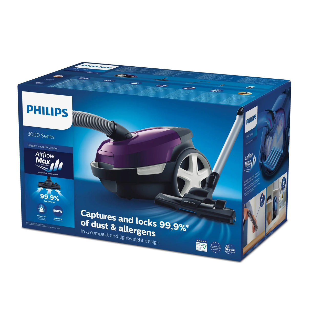 Aspirateur avec sac - PHILIPS - XD3100/06 - Série 3000 Performer Compact - 900W - 79db - Violet