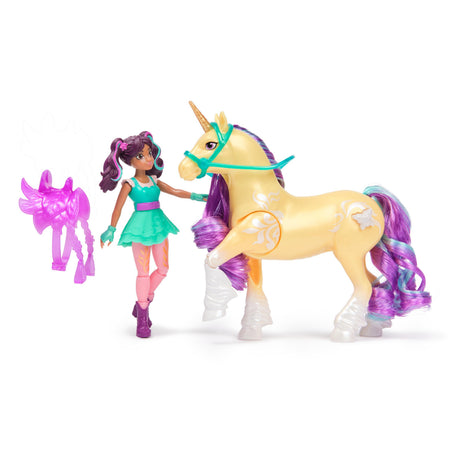 Unicorn Academy Licorne Leaf avec Lumieres et Poupée Ava