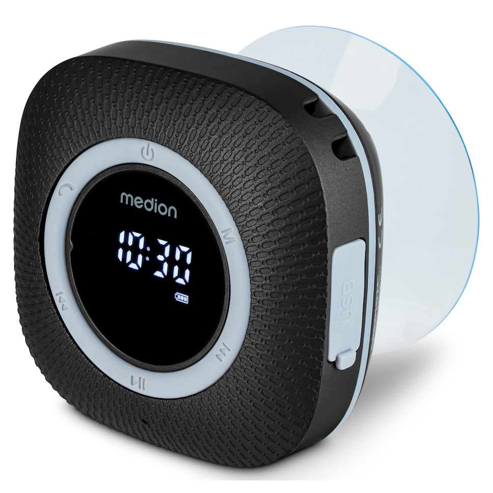 Radio de Douche - MEDION - FM - Bluetooth - IPX6 - Ventouse de fixation - Noir
