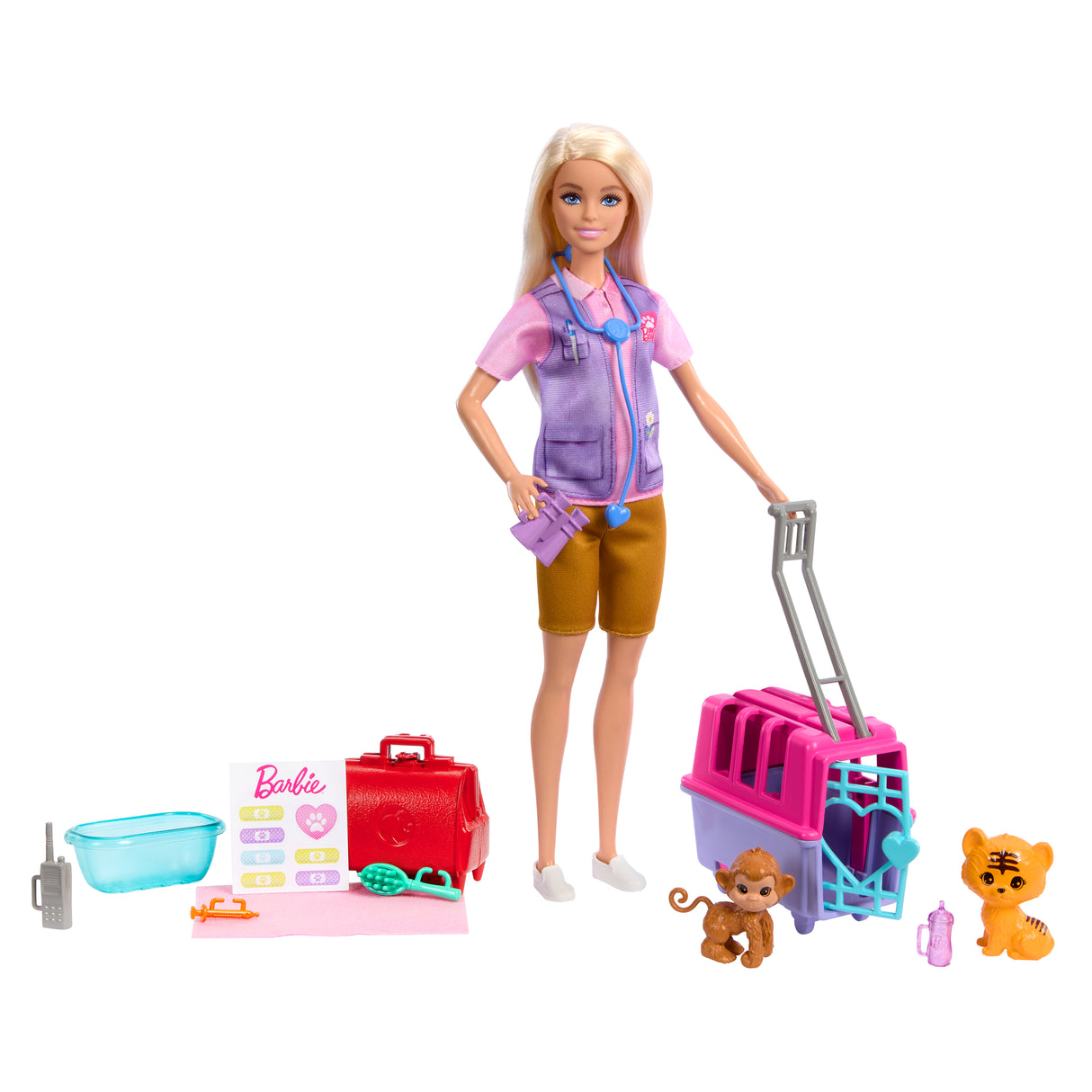 Barbie-Sauvetage d'Animaux-Coffret poupée blonde et accessoires HRG50