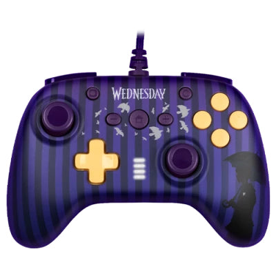 Manette de jeu  - Nintendo Switch/Switch 2 et PC - Mercredi - Filaire - Violet et noir - Poignées anti-dérapantes
