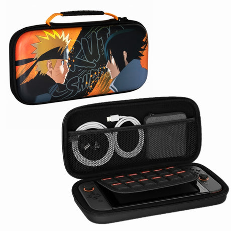 Housse de protection - Nintendo Switch 2 - Konix - Naruto Shippuden - Rangement accessoires - Naruto et Sasuke - Noir et orange