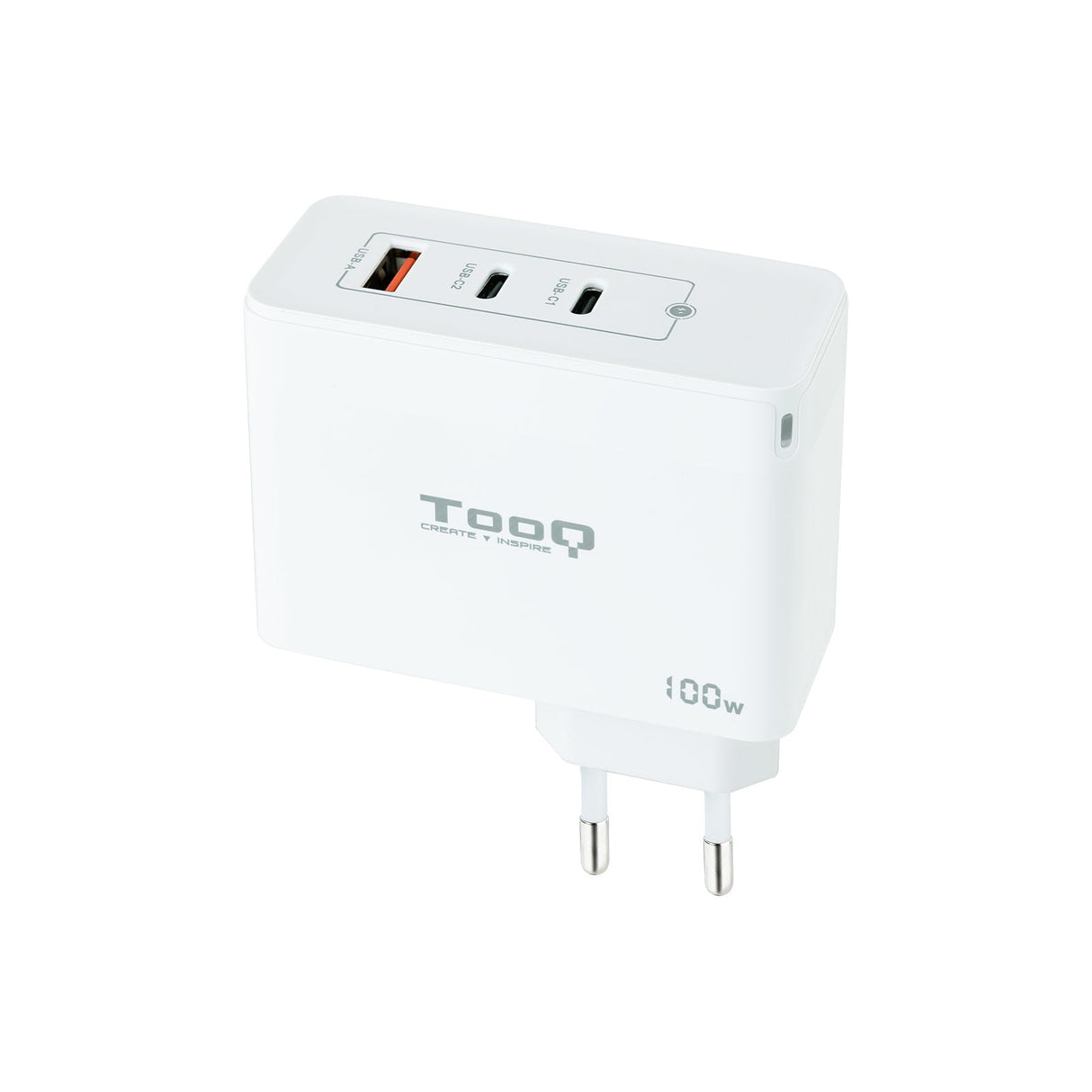 Chargeur secteur TooQ 1x port USB-A + 2x ports USB-C 100W (Blanc)