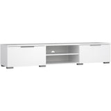 Meuble TV - MATCH - Blanc laqué brillant - 2 tiroirs, une niche - 172,7 x 39,9 x 33,1 cm