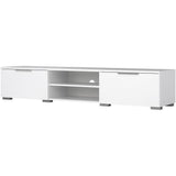 Meuble TV - MATCH - Blanc laqué brillant - 2 tiroirs, une niche - 172,7 x 39,9 x 33,1 cm