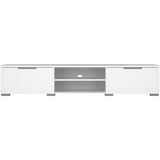 Meuble TV - MATCH - Blanc laqué brillant - 2 tiroirs, une niche - 172,7 x 39,9 x 33,1 cm